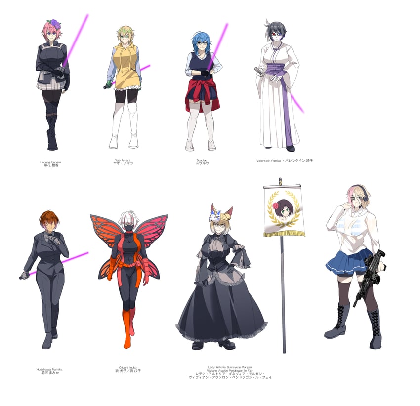 ookami inuko, lana, hanaka honoka, hoshikawa mamika, valentine yomiko, and 3 more (isekai monogatari series and 2 more) drawn by tsang_fei