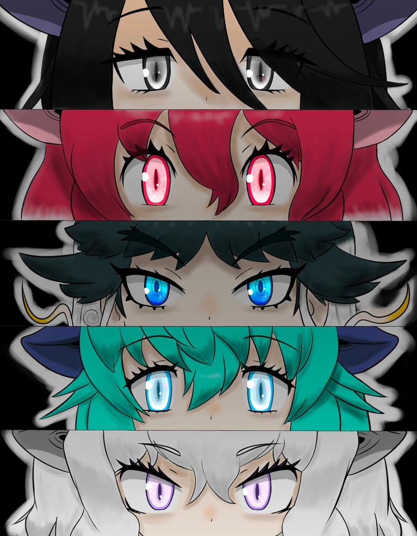 white dragon, kirin, black dragon, red dragon, and blue dragon (kemono friends and 1 more) drawn by dinntoma