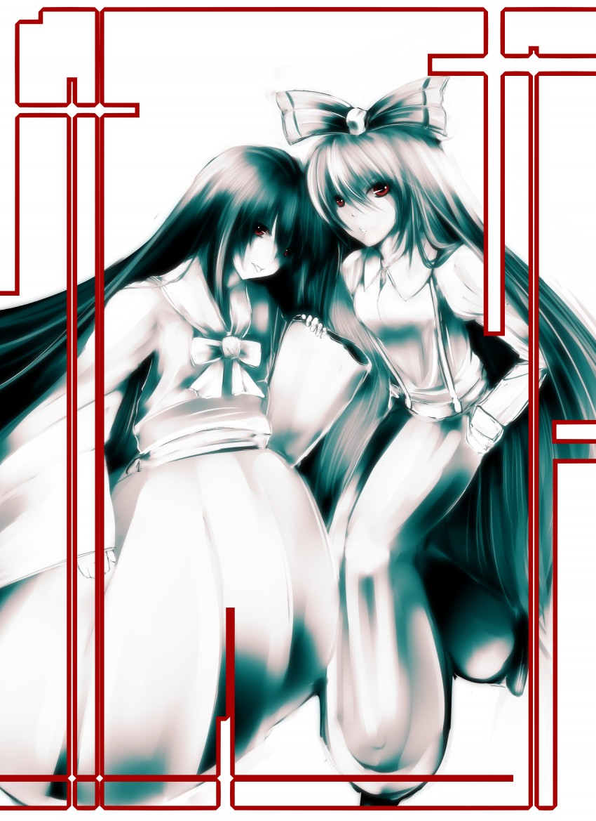 fujiwara no mokou and houraisan kaguya (touhou) drawn by ryuufa