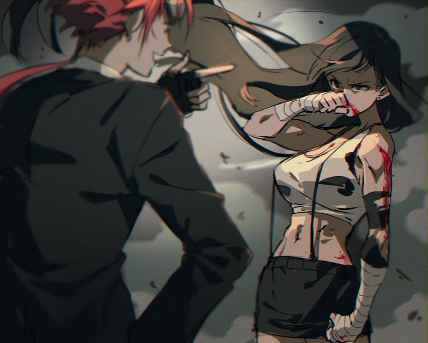 tifa lockhart and reno (final fantasy and 1 more) drawn by goku-chan