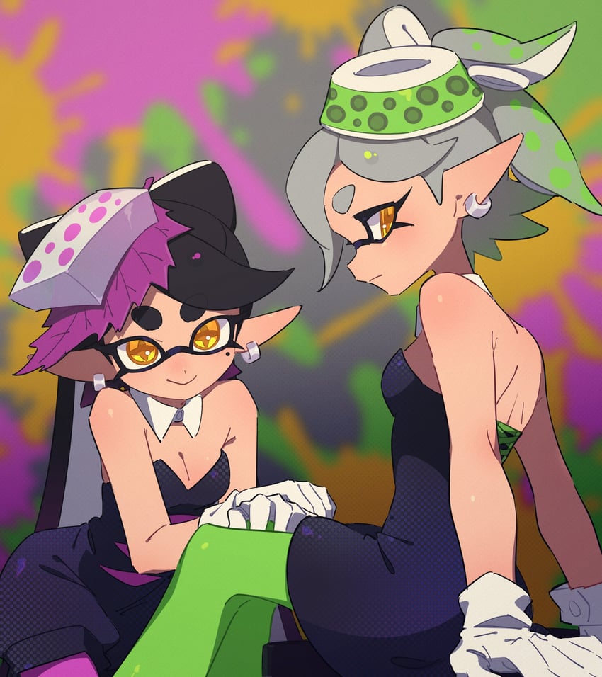 callie and marie (splatoon and 1 more) drawn by surume01417