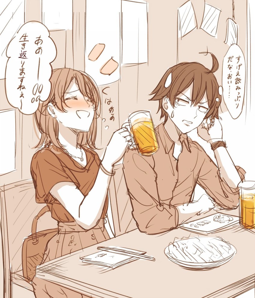 isshiki iroha and hikigaya hachiman (yahari ore no seishun lovecome wa machigatteiru.) drawn by ponpon_(ponpon62126)