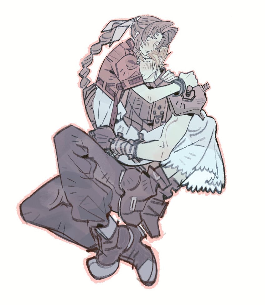 cloud strife and aerith gainsborough (final fantasy and 2 more) drawn by mmmckayyy