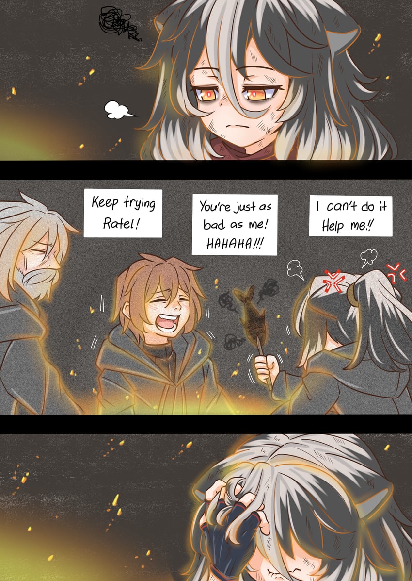 doctor, male doctor, old man, sin, and ratel (arknights) drawn by guin_guin