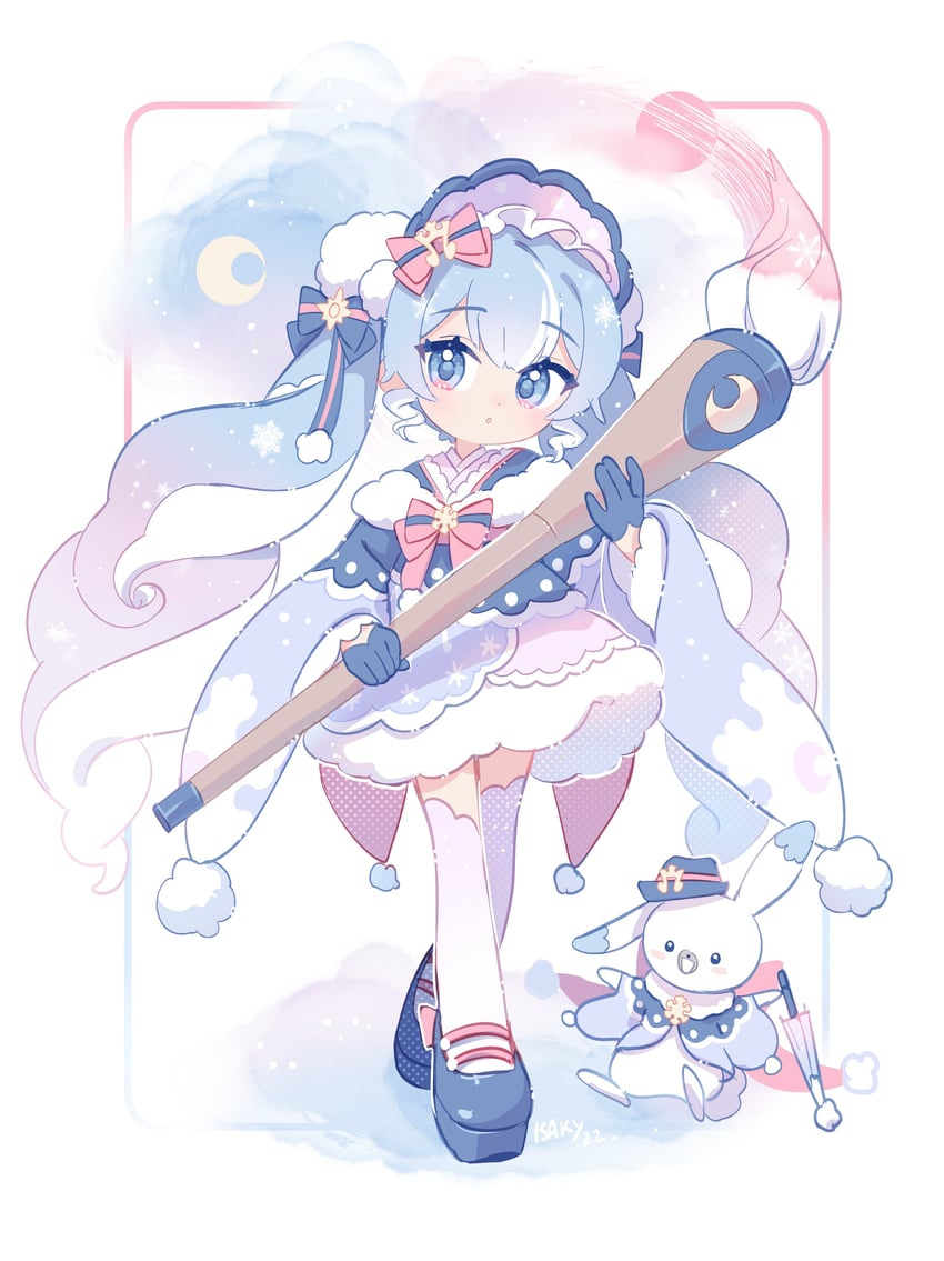 hatsune miku, yuki miku, and rabbit yukine (vocaloid) drawn by isakysaku