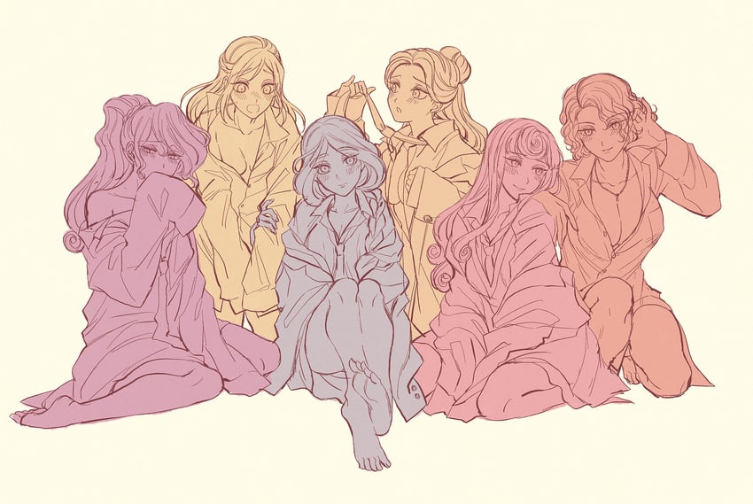 jasmine, natasha romanoff, belle, aurora, megara, and 1 more (marvel and 6 more) drawn by mizala