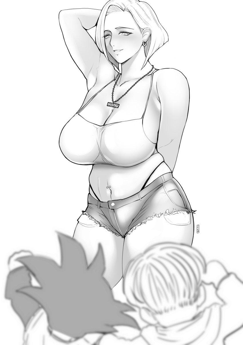 android 18, trunks, and son goten (dragon ball and 1 more) drawn by jnsdh