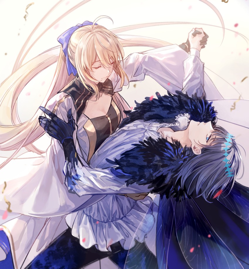 artoria pendragon, artoria caster, and oberon (fate and 1 more) drawn by shichimi_(ftlvampire32)
