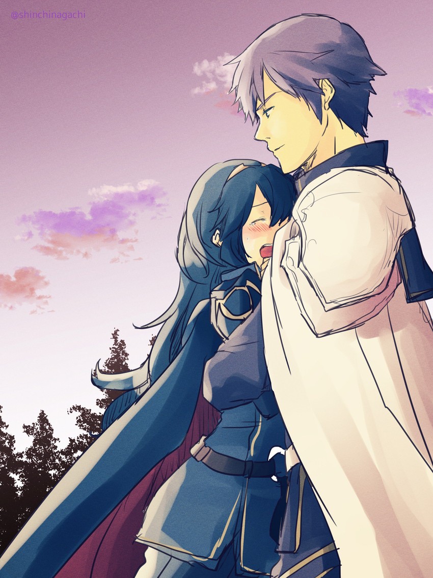 lucina and chrom (fire emblem and 1 more) drawn by nishimura_(shinchinagachi)