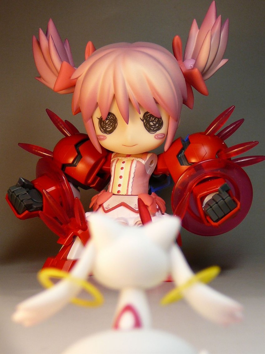 kaname madoka, kyubey, gundam age-1, and gundam age-1 titus (mahou shoujo madoka magica and 2 more)