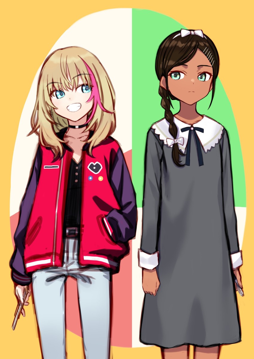 kawai rika and aonuma neiru (wonder egg priority) drawn by daifuku_(tkja3555)
