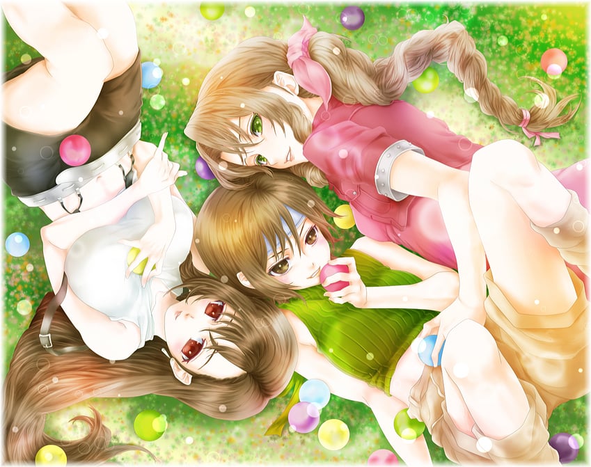 tifa lockhart, aerith gainsborough, and yuffie kisaragi (final fantasy and 1 more) drawn by ayanneo