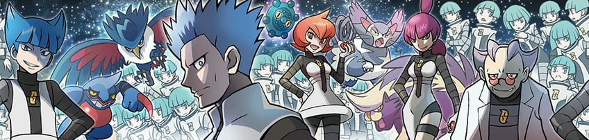 cyrus, honchkrow, mars, saturn, toxicroak, and 6 more (pokemon and 2 more) drawn by ariga_hitoshi