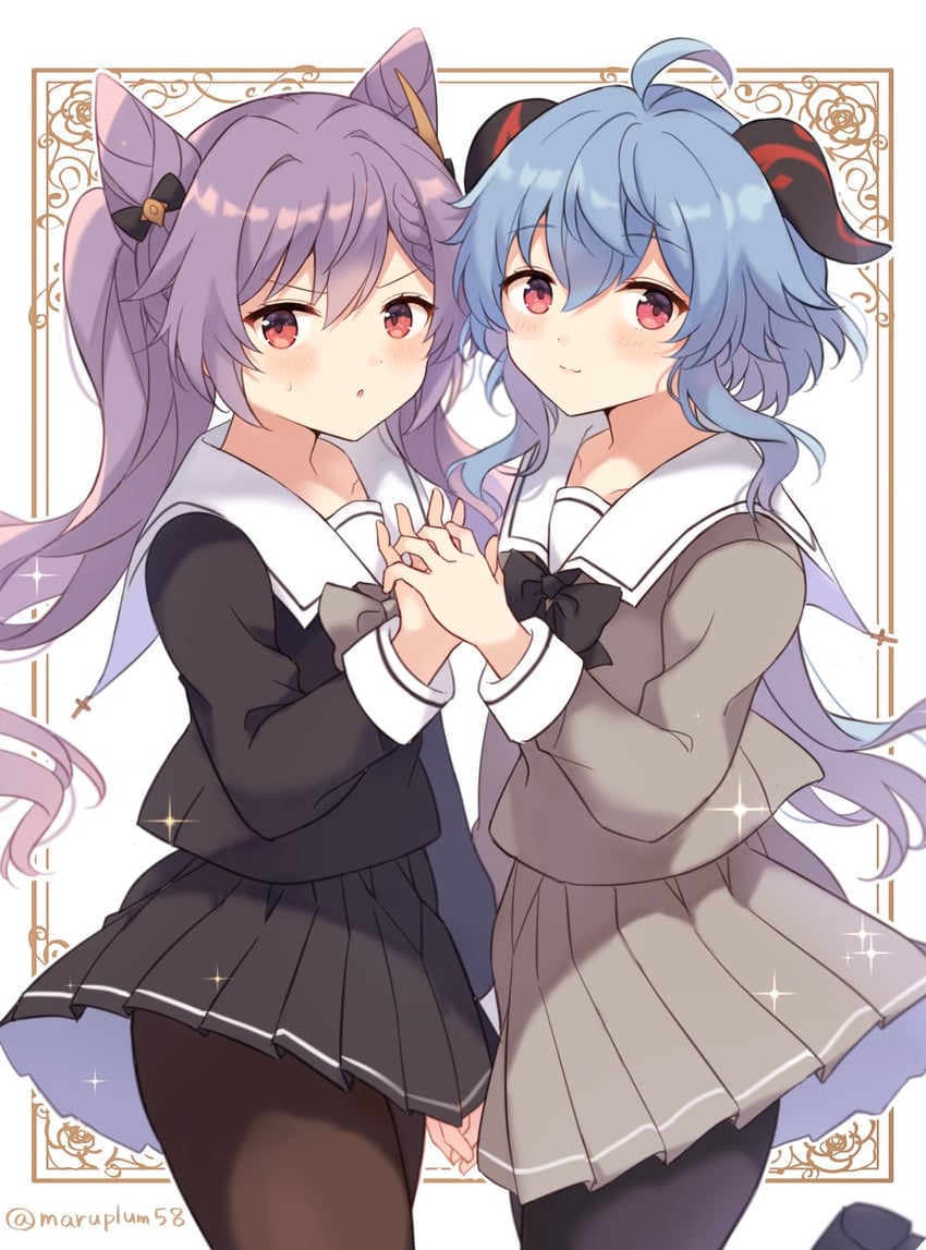 ganyu and keqing (genshin impact) drawn by maaru_(asato_maaru)