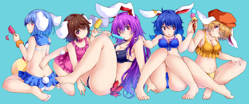 reisen udongein inaba, inaba tewi, seiran, ringo, and reisen (touhou) drawn by ishimu