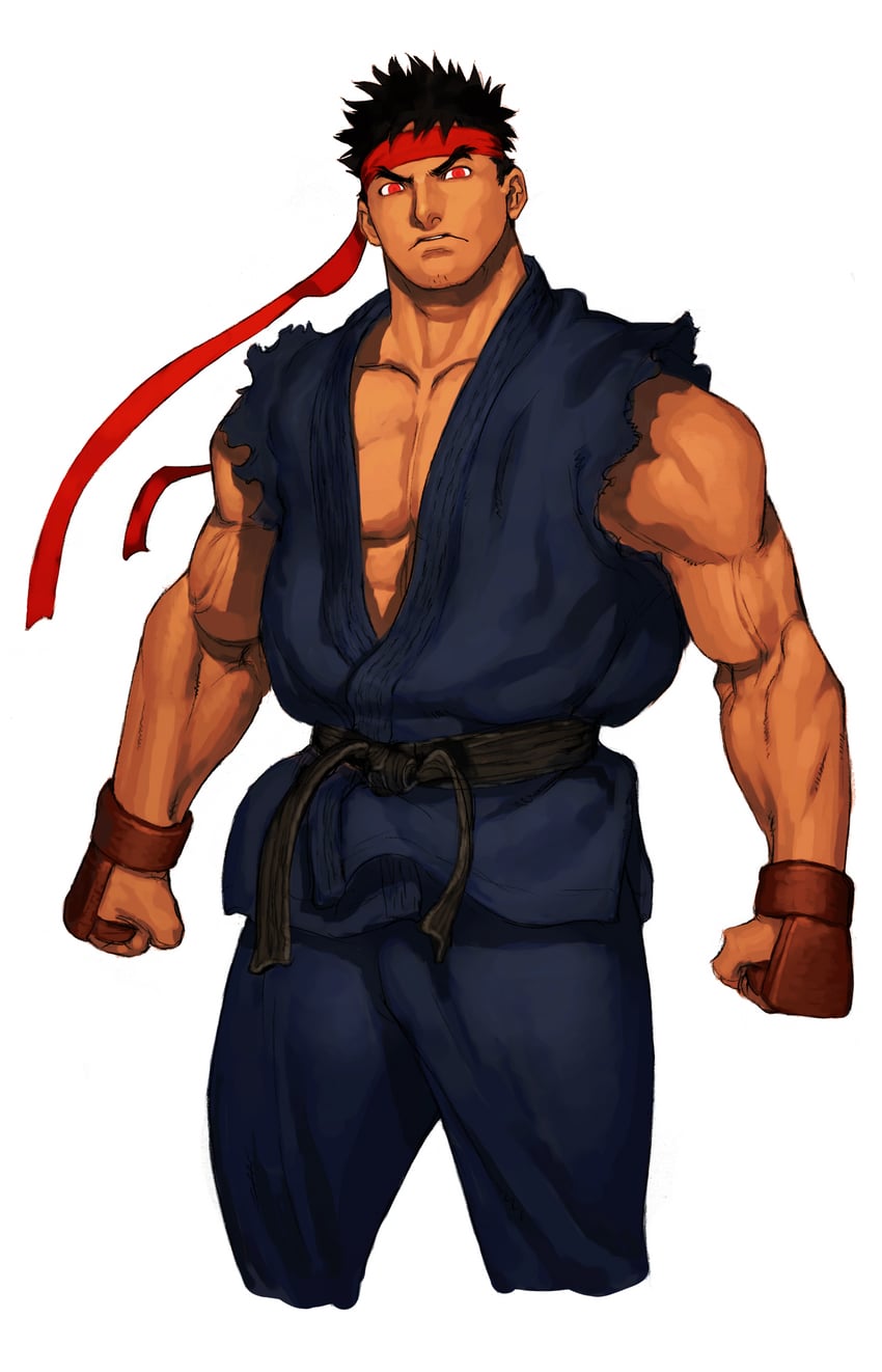 ryu and evil ryu (street fighter and 1 more) drawn by ikeno_daigo