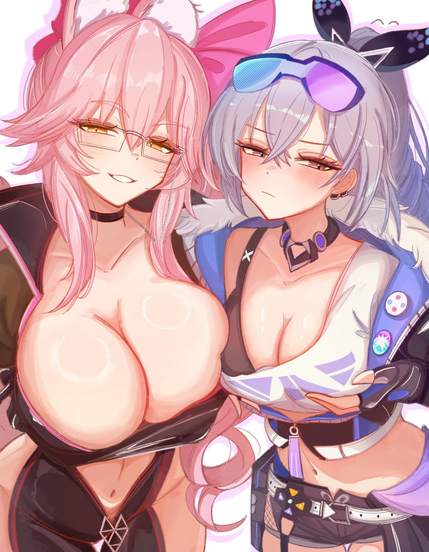 tamamo, silver wolf, and koyanskaya (fate and 3 more) drawn by 0nineo9