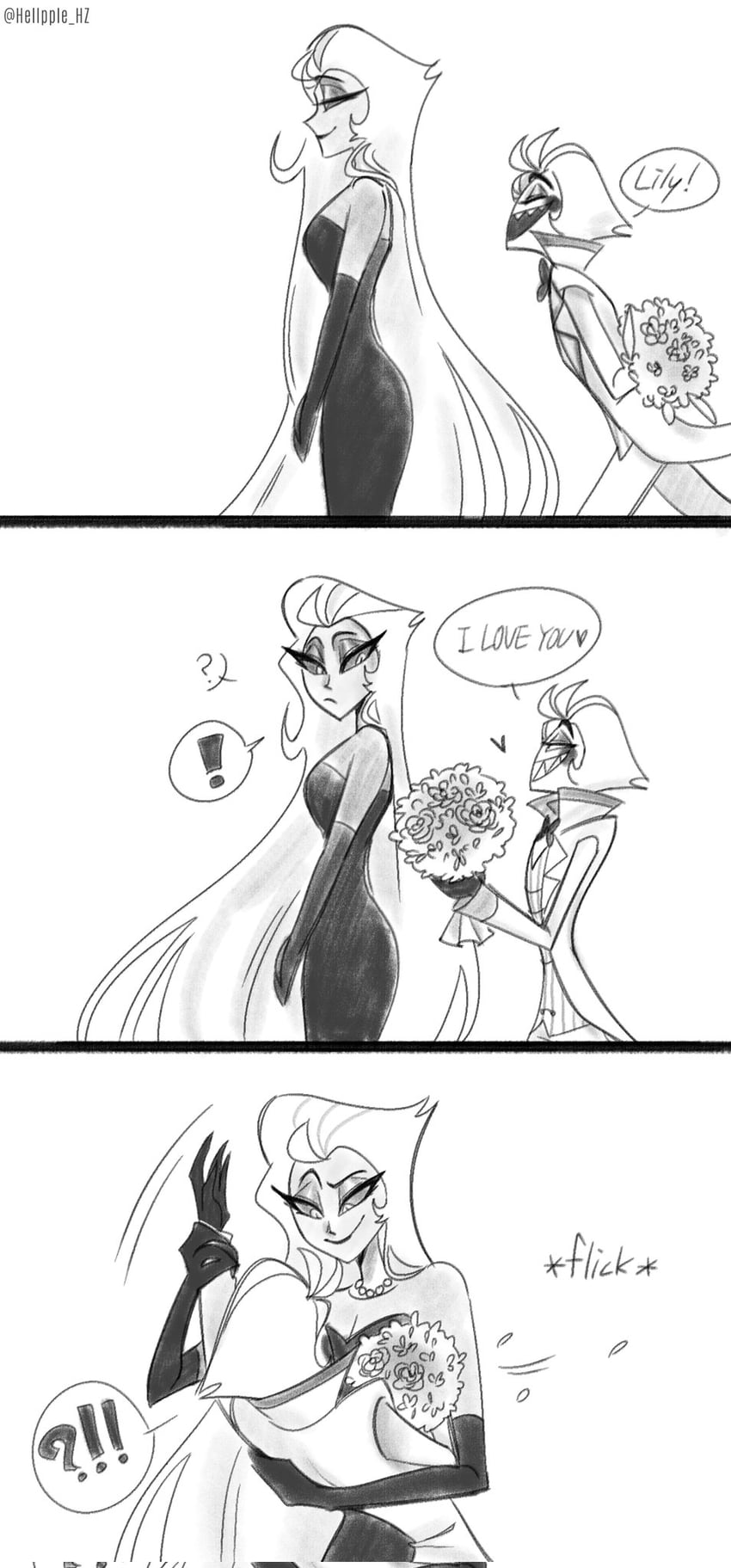 lucifer morningstar and lilith (hazbin hotel) drawn by hellpple_hz