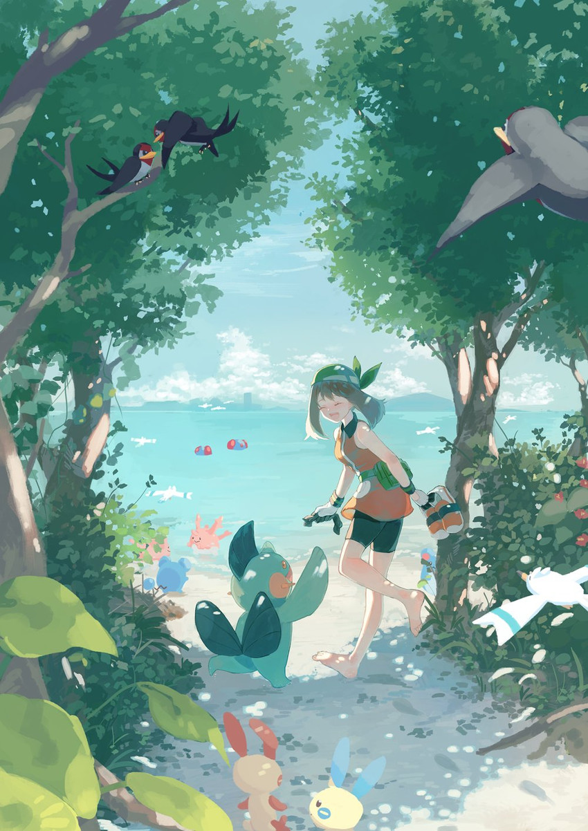 may, wingull, marill, minun, plusle, and 4 more (pokemon and 2 more) drawn by odashi_(namiri)