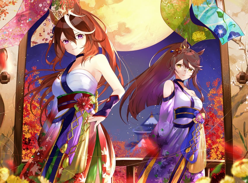 symboli rudolf and narita brian (umamusume) drawn by koyo_akio