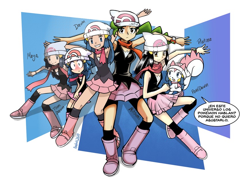 dawn, pachirisu, and mitsumi (pokemon and 7 more) drawn by siczak