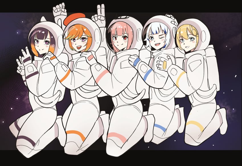 gawr gura, mori calliope, ninomae ina'nis, takanashi kiara, and watson amelia (hololive and 1 more) drawn by longlong_(drasdr7513)