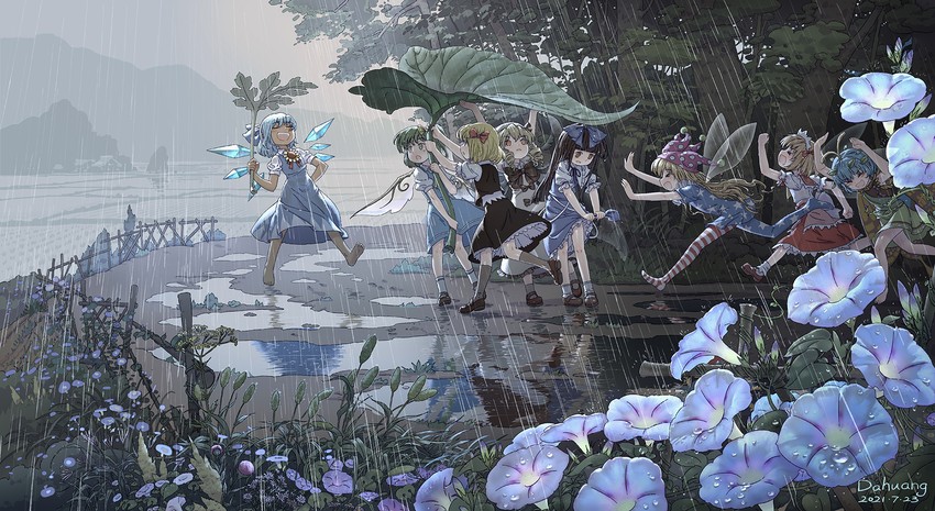 cirno, rumia, daiyousei, clownpiece, star sapphire, and 4 more (touhou) drawn by dahuang