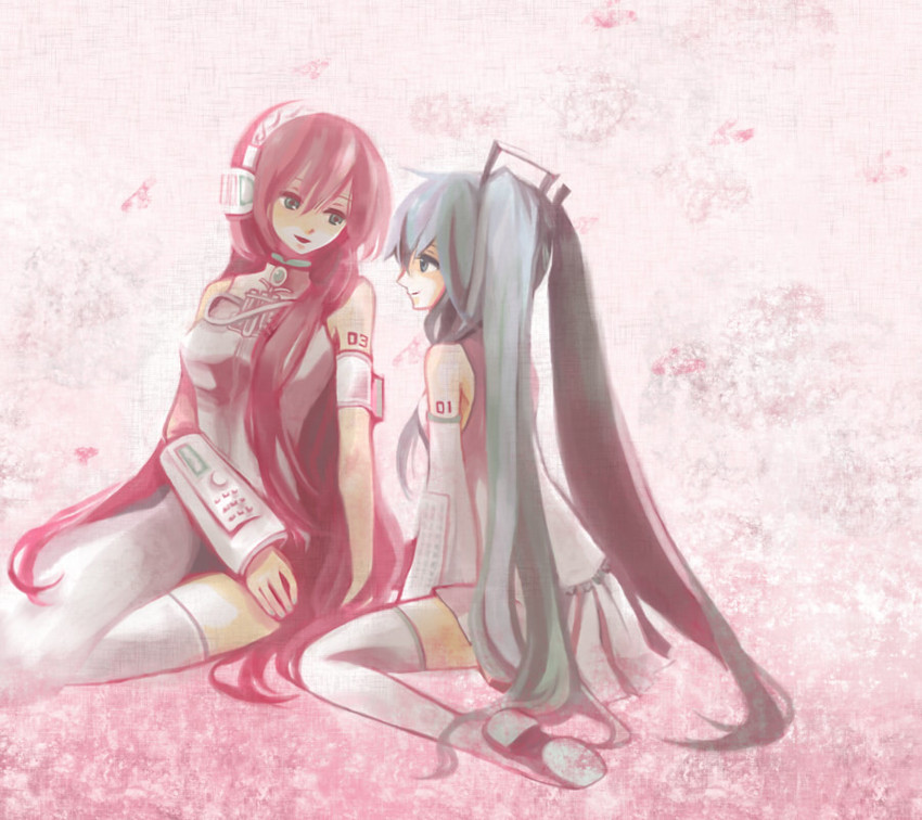 hatsune miku and megurine luka (vocaloid) drawn by tasuku_(bixbite)
