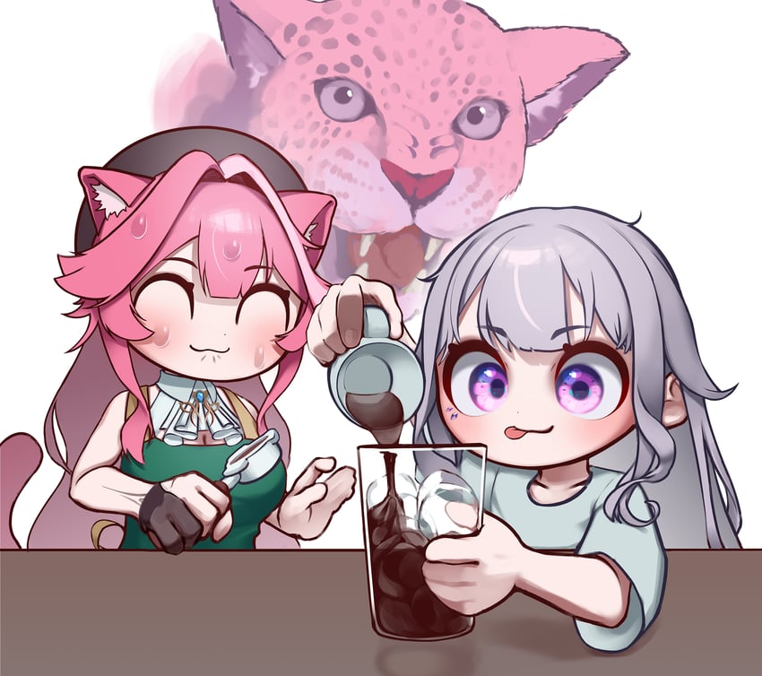 koseki bijou and raora panthera (hololive and 1 more) drawn by appleblossomtea