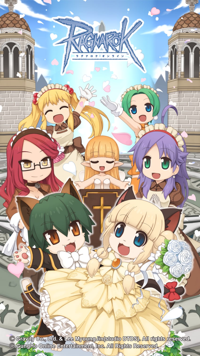 summoner, pavianne, curly sue, sampaguita, and lyrus (ragnarok online) drawn by yuichirou