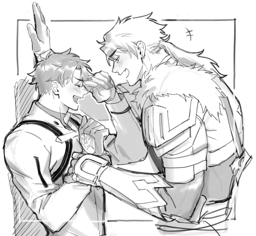 fujimaru ritsuka and cu chulainn (fate and 1 more) drawn by l_m00g
