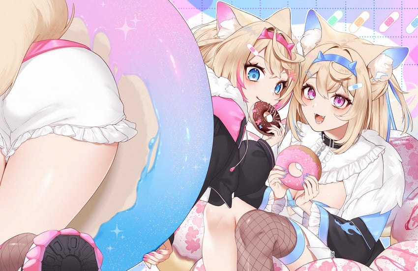 fuwawa abyssgard and mococo abyssgard (hololive and 1 more) drawn by hana_kuro3
