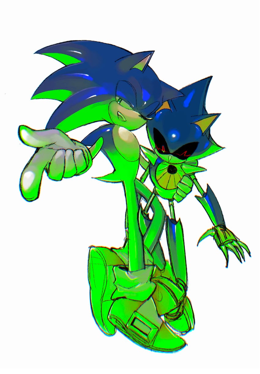 sonic the hedgehog and metal sonic (sonic) drawn by hi_sui01
