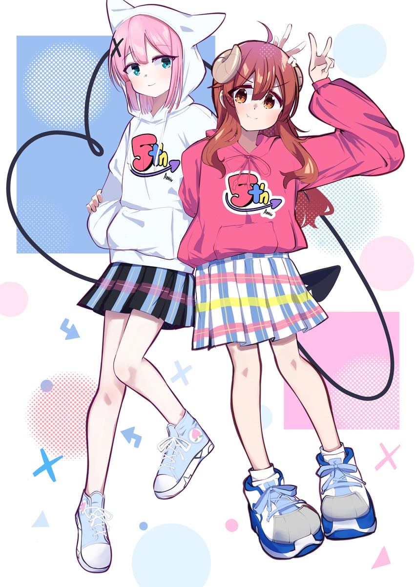 yoshida yuuko and chiyoda momo (machikado mazoku) drawn by shimeji_wyvern