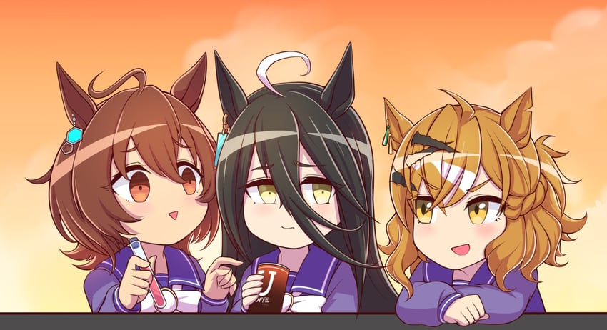 agnes tachyon, manhattan cafe, and jungle pocket (umamusume) drawn by same_kujira_(challenger_310)