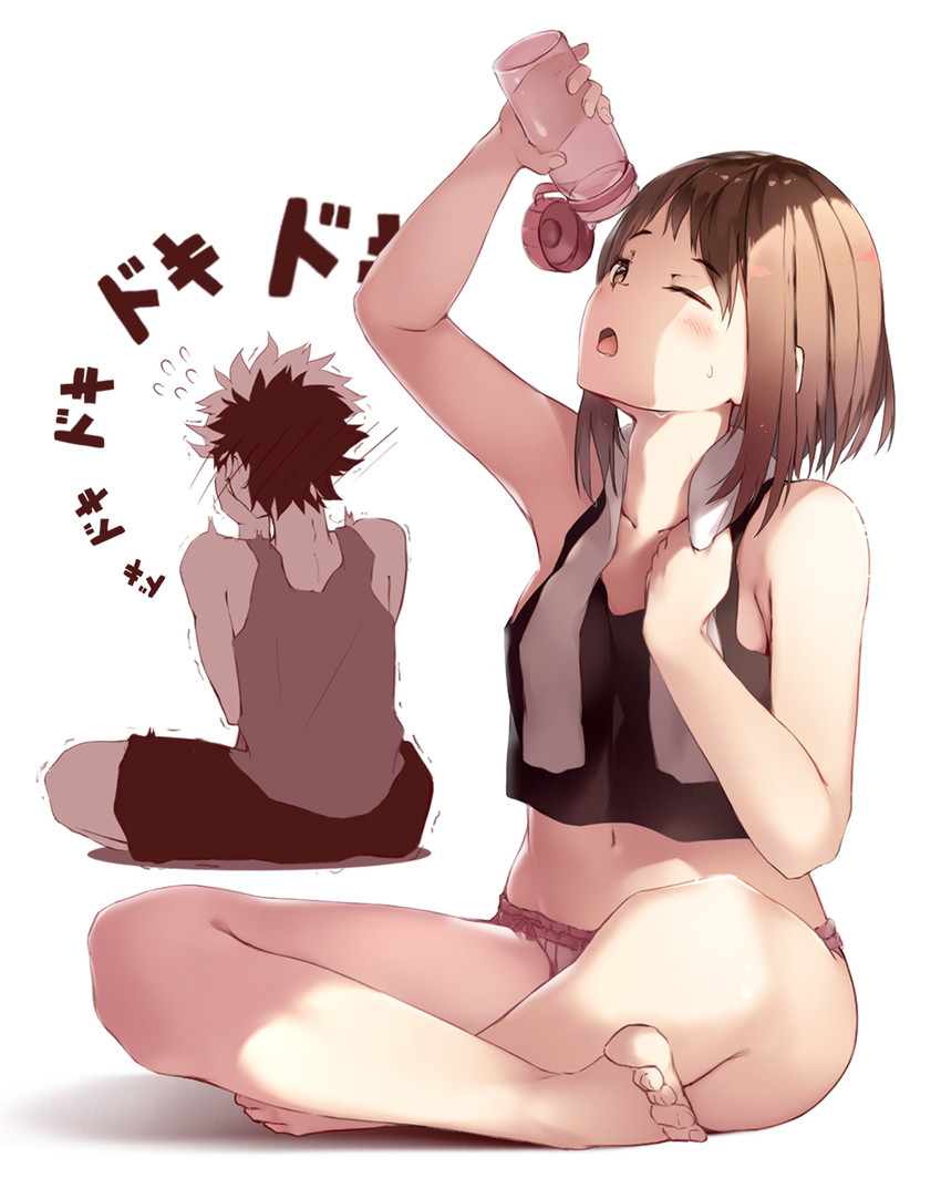 midoriya izuku and uraraka ochaco (boku no hero academia) drawn by niii_(memstapak)
