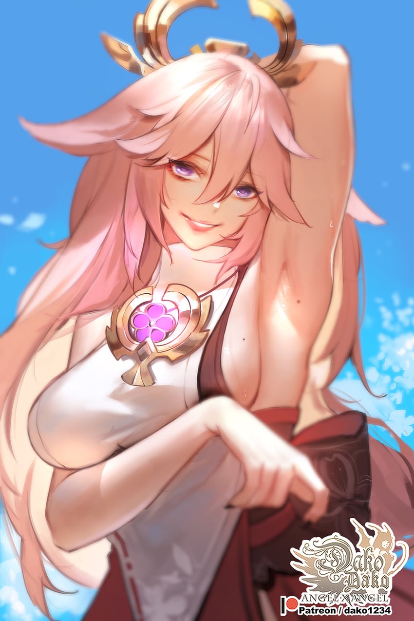yae miko (genshin impact) drawn by hu_dako