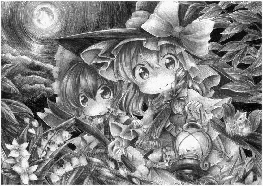 hakurei reimu and kirisame marisa (touhou) drawn by tobi_(nekomata_homara)