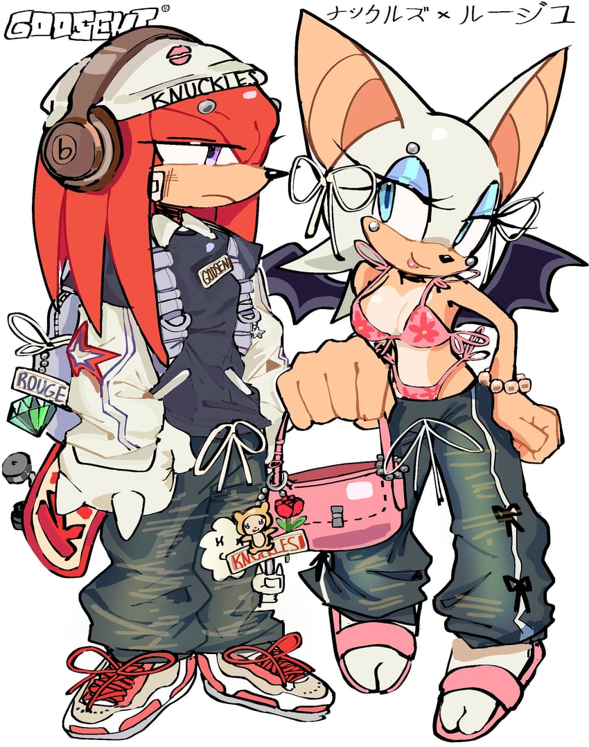 rouge the bat and knuckles the echidna (sonic) drawn by i3lessings