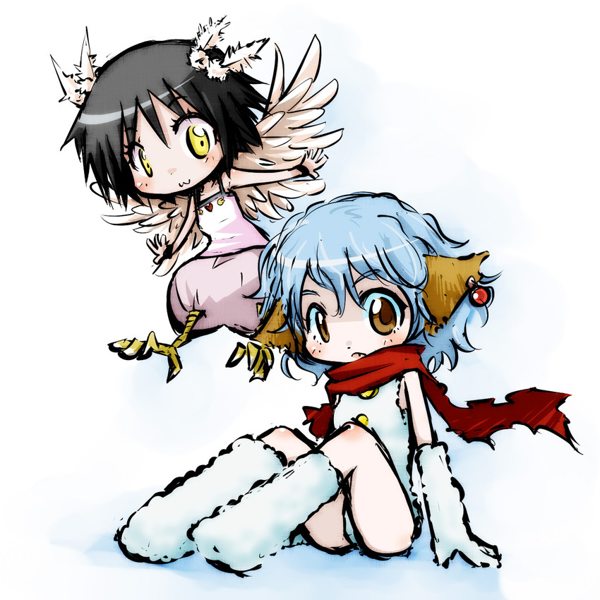 yeti and harpy (namiuchigiwa no muromi-san) drawn by mot_(anticycle)