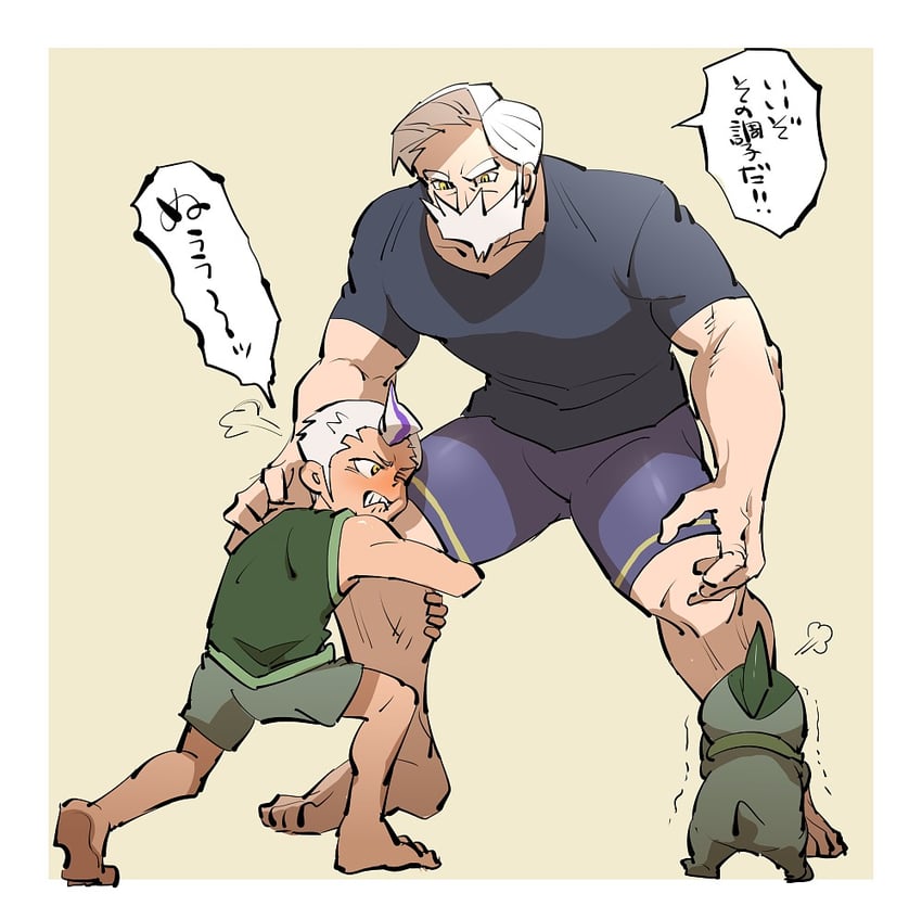 drayton, axew, and drayden (pokemon and 2 more) drawn by sanwari_(aruji_yume)