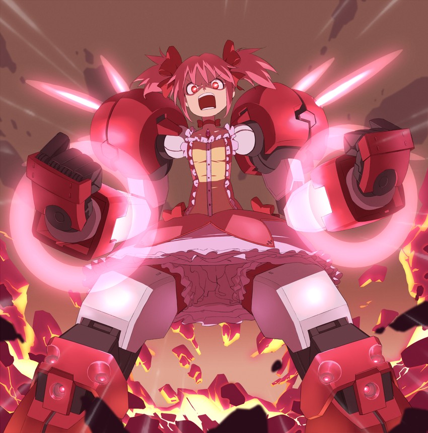 kaname madoka, gundam age-1, and gundam age-1 titus (mahou shoujo madoka magica and 2 more) drawn by tt_(poposujp)
