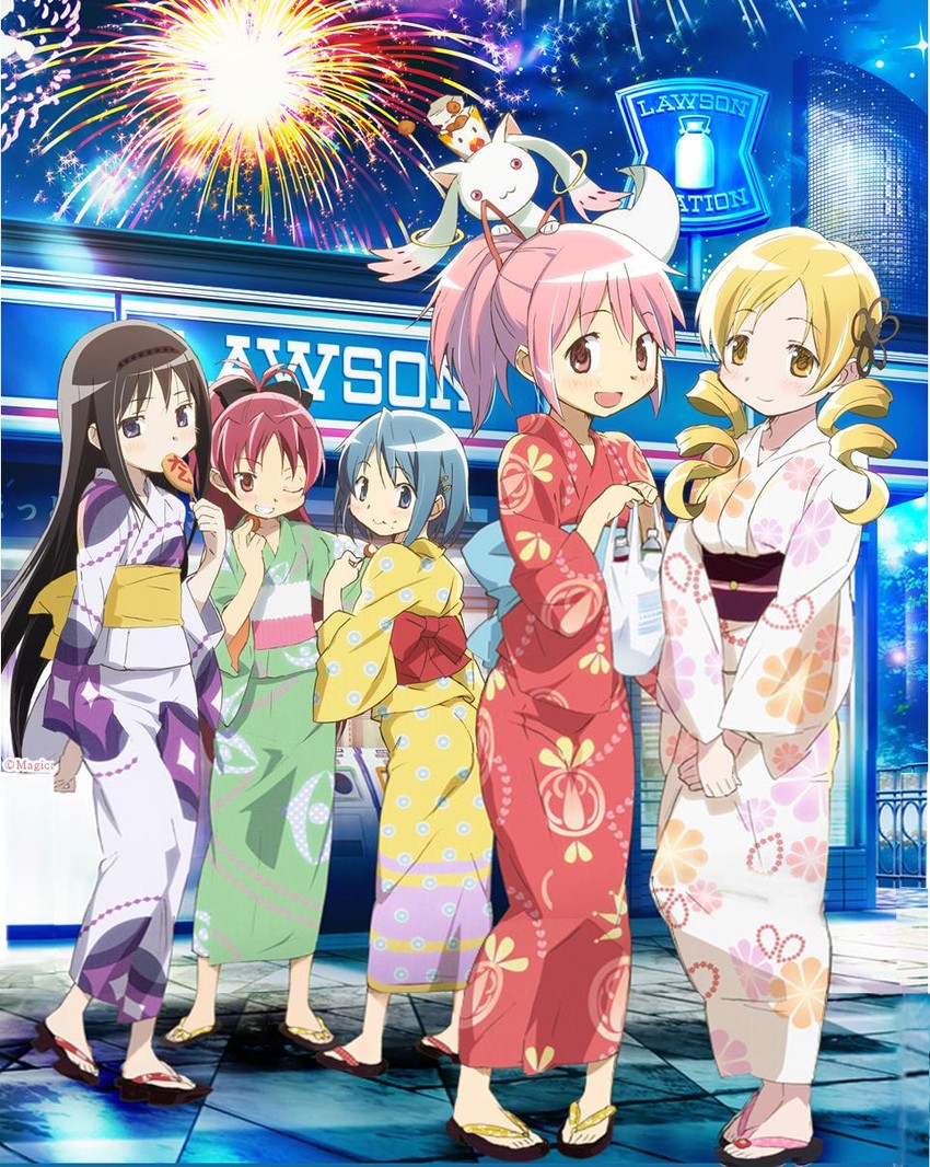 akemi homura, kaname madoka, miki sayaka, sakura kyoko, tomoe mami, and 1 more (mahou shoujo madoka magica and 1 more)
