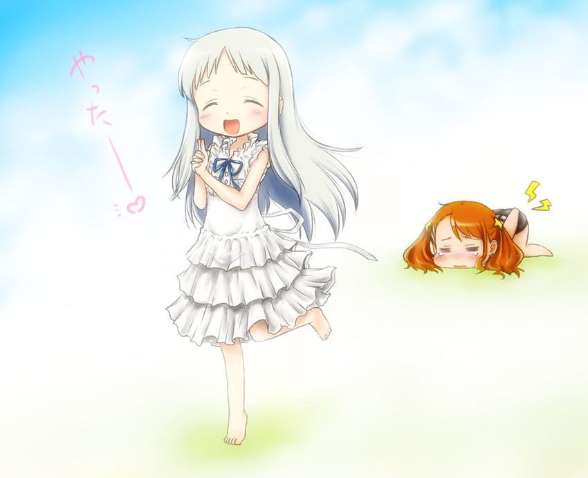 honma meiko and anjou naruko (ano hi mita hana no namae wo bokutachi wa mada shiranai.) drawn by rokuroubuna