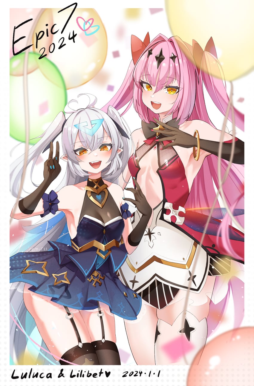 luluca, top model luluca, lilibet, and designer lilibet (epic seven) drawn by remirii