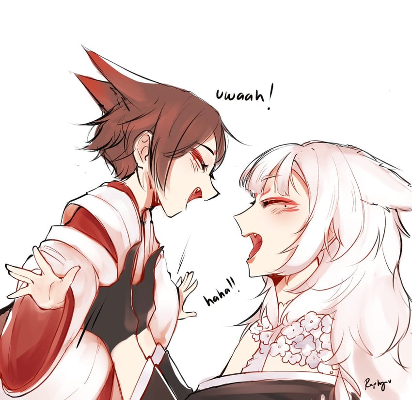 nina kosaka and mysta rias (nijisanji and 1 more) drawn by raphyraphadoom