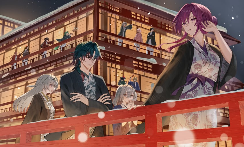 trailblazer, firefly, stelle, kafka, march 7th, and 9 more (honkai and 1 more) drawn by oiro_ik