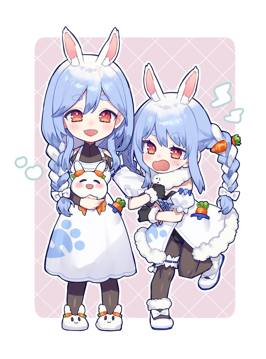 usada pekora, don-chan, pekomama, and pekomon (hololive) drawn by chiyomaru_(yumichiyo0606)