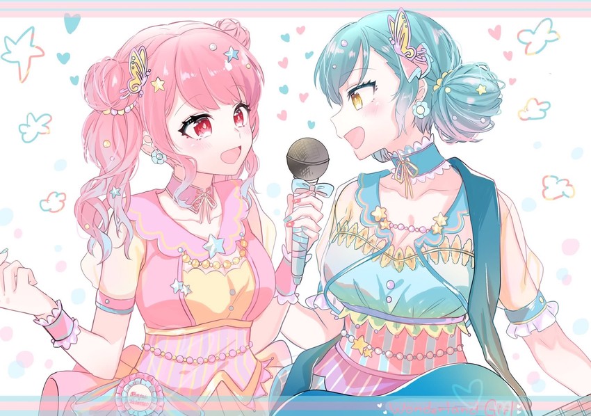 hikawa hina and maruyama aya (bang dream!) drawn by hana_kon_(17aaammm)