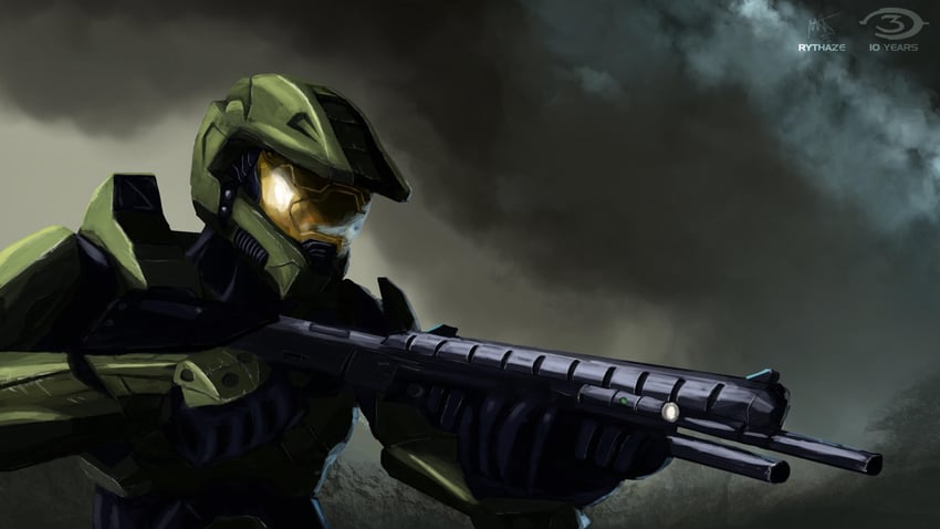 master chief (halo and 1 more) drawn by rythayze
